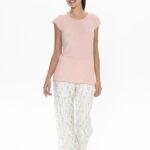 U.S. Polo Assn. 20079 Kadın Somon Kısa Kollu Yuvarlak Yaka Pijama Takımı