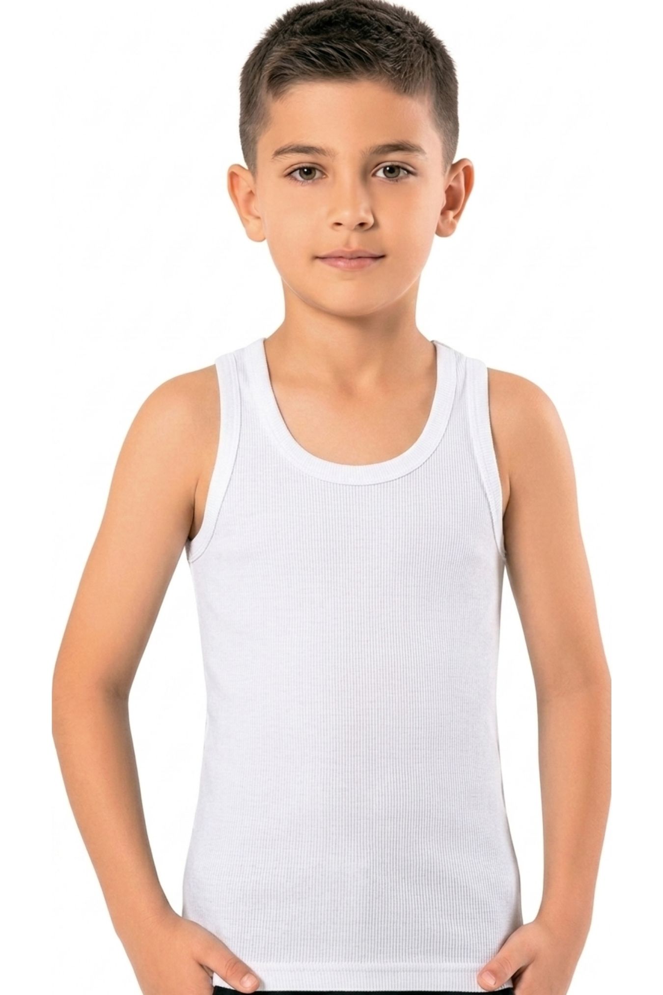 2082e4f13047924ee791.jpg Erkek Çocuk Pamuklu Fitilli Atlet Terletmez Kaşkorse - Görsel 1