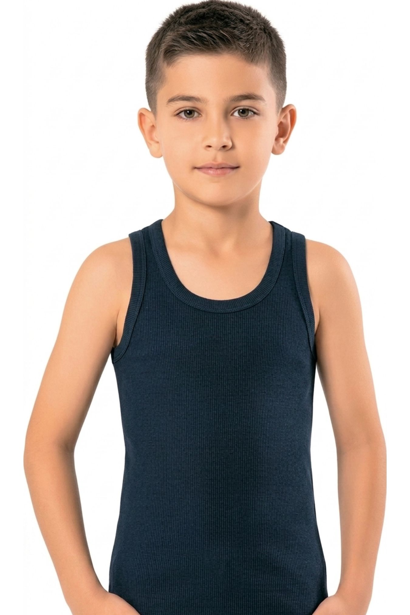 34c8e3cf8a8716522d39.jpg Erkek Çocuk Basic Pamuklu Atlet - Esnek ve Terletmez Kaşkorse - Görsel 1