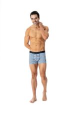 Erkek Saks-lacivert-baskılı 3 Lü Boxer - Görsel 5