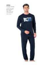 Erkek Uzun Kollu Bisiklet Yaka Pijama Takım -6096 - Görsel 5