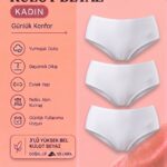 Kadın 3'lü Paket beyaz Yüksek Bel Külot - Doğal Lifli Esnek ve Yumuşak Günlük İç Çamaşırı