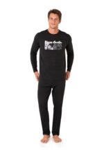 Erkek Uzun Kollu Bisiklet Yaka Pijama Takım -6096 - Görsel 4