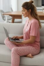 Kadın Kısa Kollu Likralı Düğmeli Yaka Pijama Takımı Lila - Görsel 6
