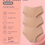 Kadın 3'lü Paket ten rengi Slip Külot - Esnek ve Yumuşak Doku Günlük İç Çamaşırı