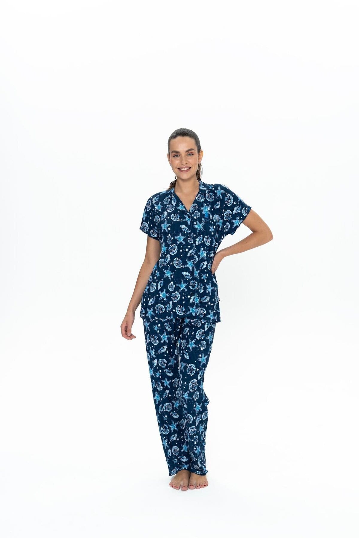 94ac9b9db08f0c26.jpg Kadın Lacivert Pijama Takım - 20084 - Görsel 1