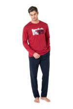 Erkek Uzun Kollu Bisiklet Yaka Pijama Takım -6096 - Görsel 2